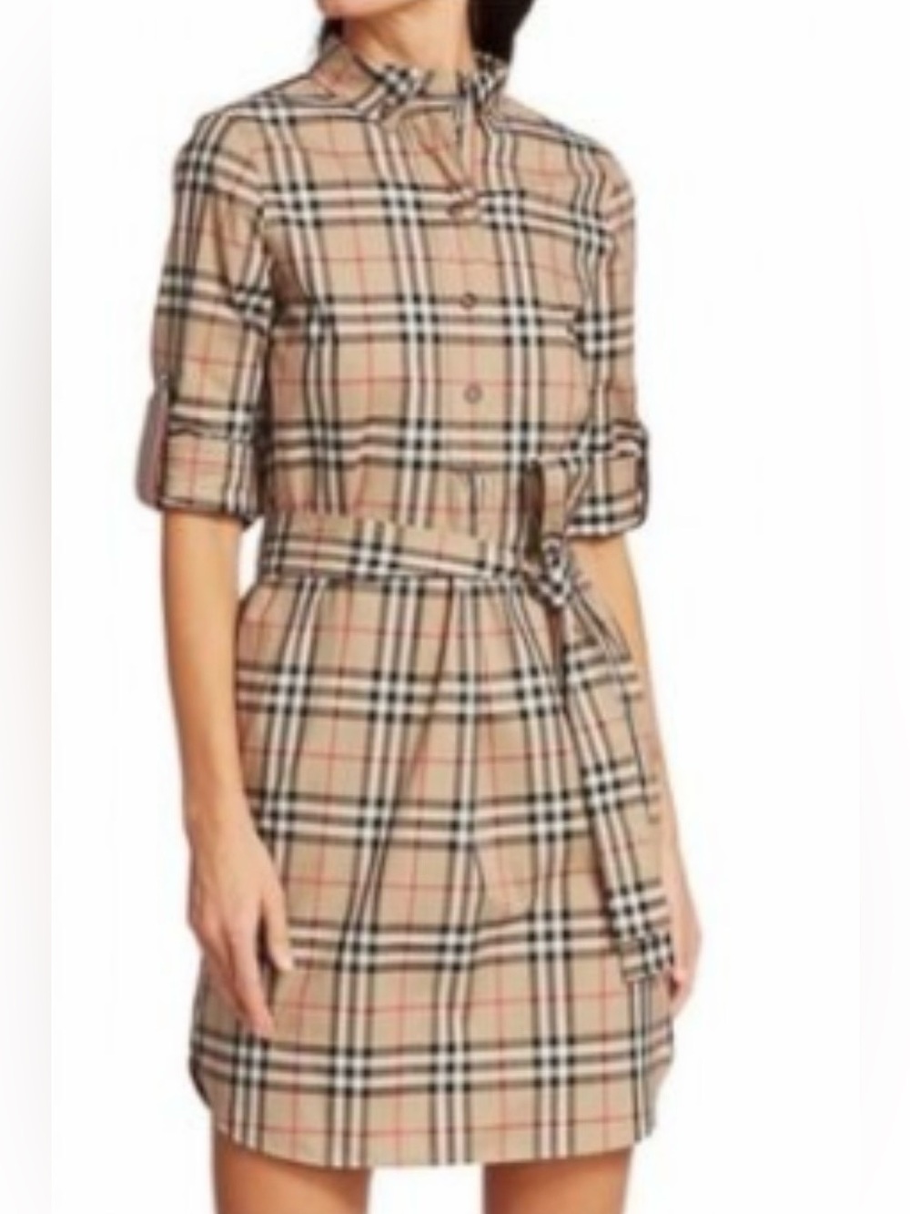 NWOT 

Burberry Beige, Black & Red Classic Checked Dress